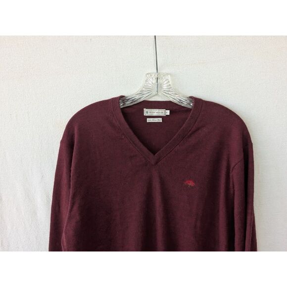 Peter Millar V-Neck Merino Wool Sweater Maroon Men's Size Medium - Picture 2 of 10